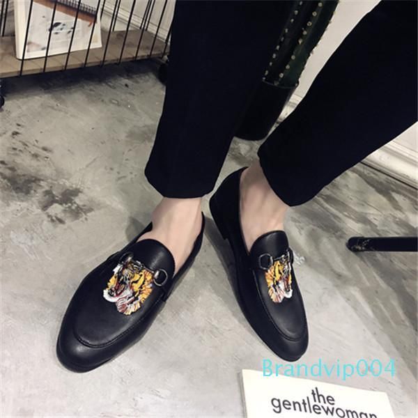 

oe & slip-ons driving shoes suede loafers tiger head new lazy shoe fashion summer animal luxury casual flat shoe ak039, Black
