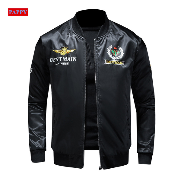 

2020 new solid men jacket badge embroidery letter jacket men coat, Black;brown