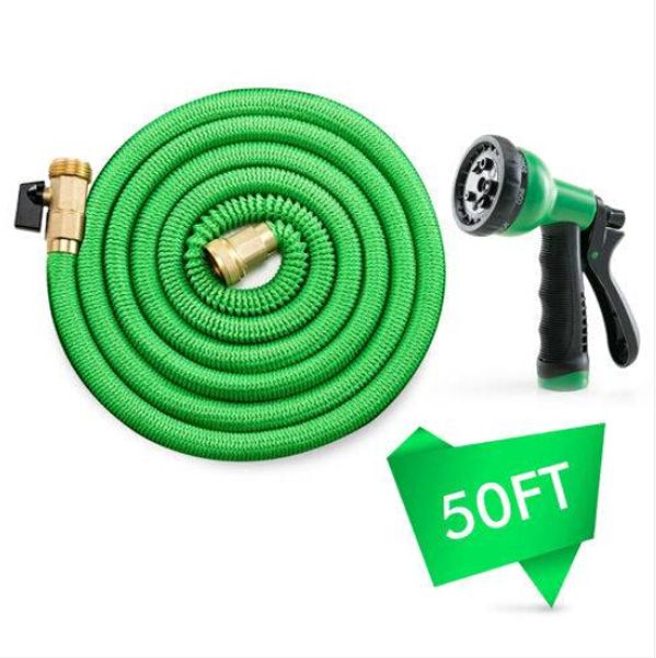 

wholesales deluxe 50 ft water hose spray nozzle expandable flexible garden green