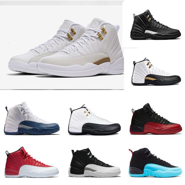 

wholesale new classic 12 basketball shoes sneaker flu game blue suede gym red master taxi wolf grey playoffs wool fashion mens shoe