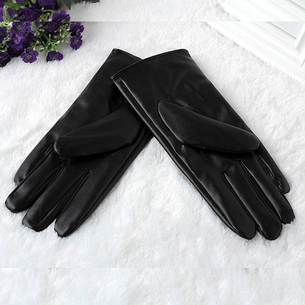 

leather female fashion winter plus coral velvet warm black glove women driving touch phone screen glove mittens b76, Blue;gray