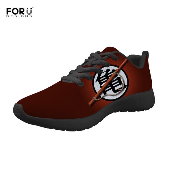 

forudesigns leisure men's sneakers fashion anime z print lightweight flats for teenager boys lace-up mesh footwear, Black