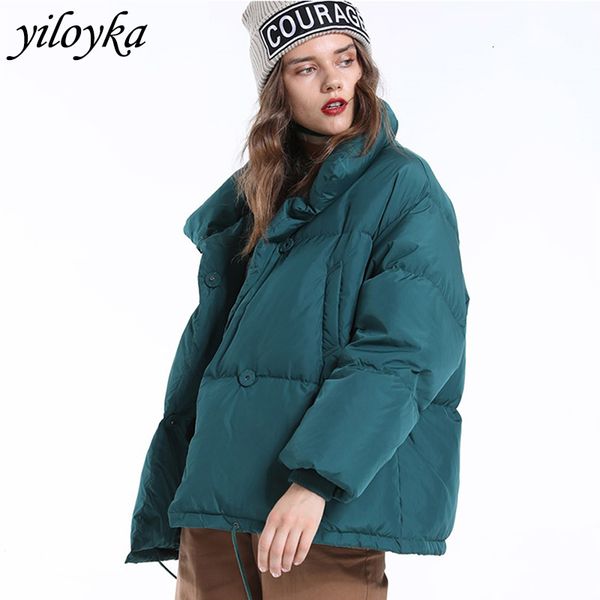 

autumn winter jacket women parkas mujer 2019 fashion coat loose stand collar jacket women parka warm casual plus size overcoat y190926, Black;white