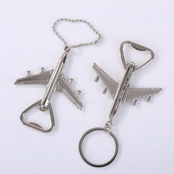 Kreativer Flugzeug-Schlüsselanhänger, Flaschenöffner, silberner Flugzeug-Schlüsselanhänger, Bier-Hochzeitsbevorzugungs-Party-Geschenk-Schlüsselanhänger