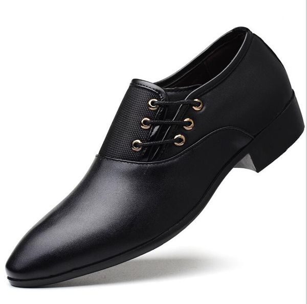 

fashion leather business office shoes for men vintage brief mens designer shoes loafers slip on casual wedding dress shoes plus size 39-48, Black