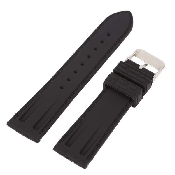 

silicone rubber strap watch crocodile pattern brown black 20 22mm durable watchbands, Black;brown