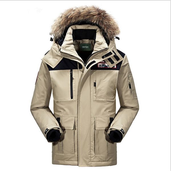 

male winter coat artificial fur big pockets thick parkas thicken jacket men padded parka male windproof cotton coat warm jacket, Black