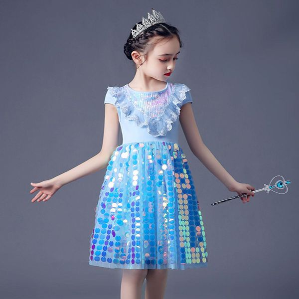 

summer dress baby girl kids clothes girls princess tutu dresses cosplay toddler egirl teen blue clothing outfits sequins 5, Red;yellow