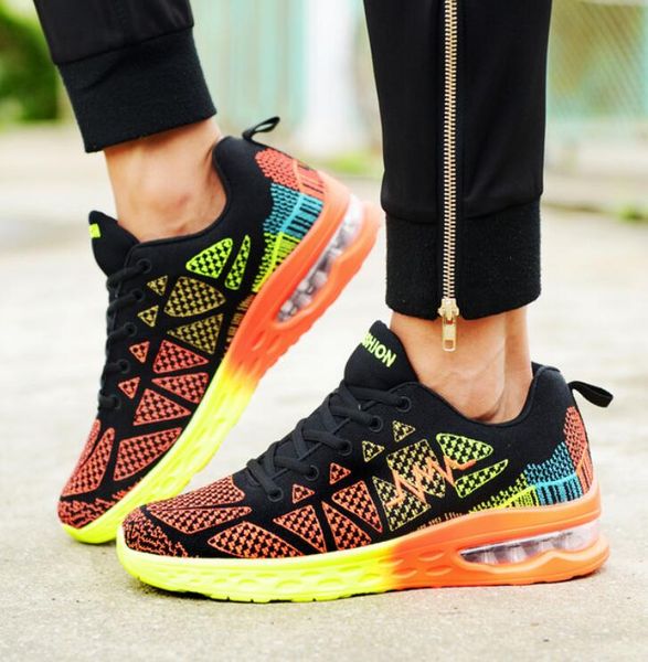 

модные мужские кроссовки сетка повседневная обувь на шнуровке мужская обувь легкий вулканизировать ходьба кроссовки zapatillas hombre, Black