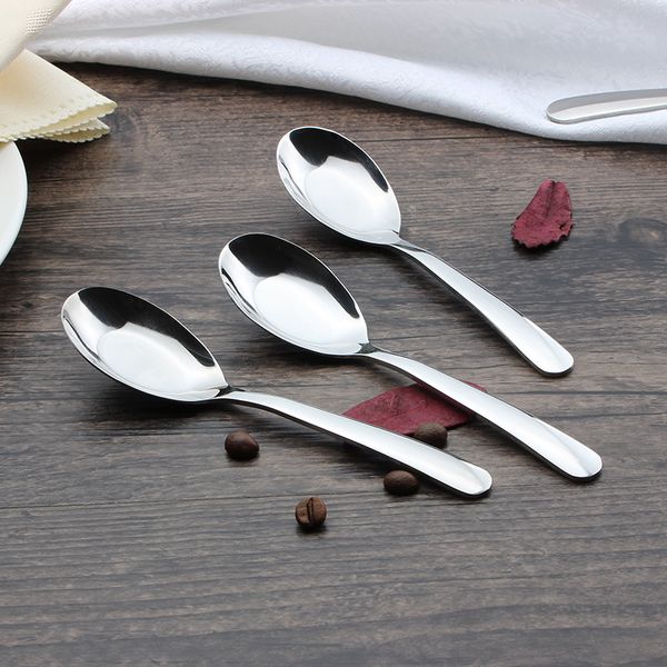 

high-grade stainless steel rice spoon western tableware soup spoon stainless steel silver spoon flatware s m l size