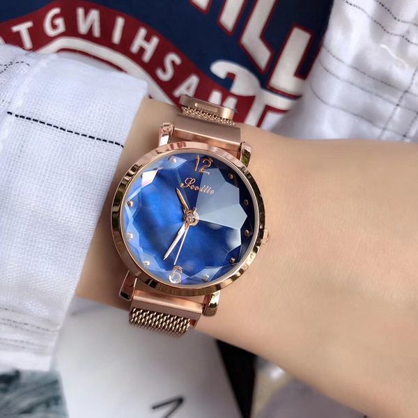 

luxury women watches fashion magnetic buckle female japan quartz wristwatch rose gold shell dial gifts for women, Slivery;brown