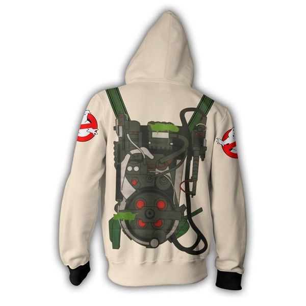 

2019 com capuz zip up hoodie ghostbusters 3d ghostbusters impresso hoodies casual hoodie do zipper com capuz cosplay zip, Black