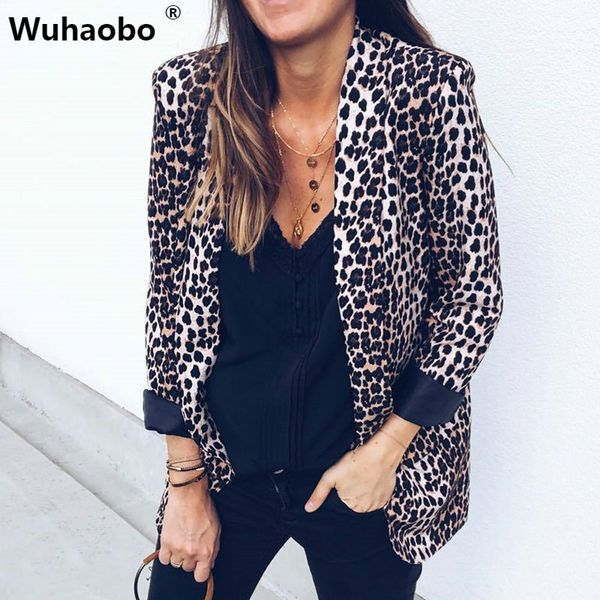 

wuhaobo spring autumn suit blazers women leopard snake print long sleeve jackets work office lady slim cardigan outwear, White;black