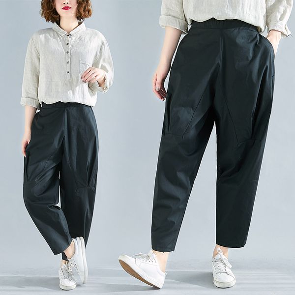 

lantern pants collapse crotch pants large size casual, Black;white