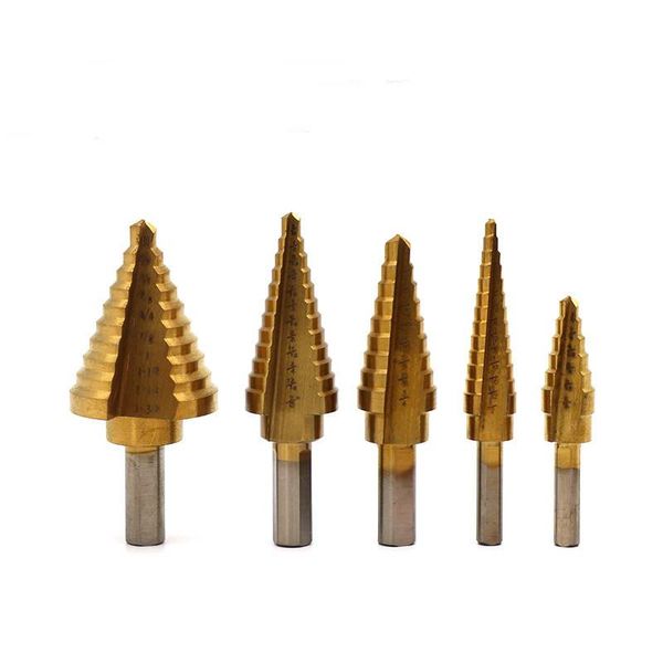 

cihss titanium triangle shank drills bit step cone cutting tools drilling hole cutter dint tool step coated metal drill bit