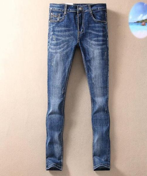 

brand kc mens jeans designer official new hole embroidery jeans brand luxury quality mens trousers fashion trend men nine pants, Blue