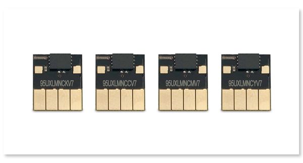 Satz KCMY, je 1 Stück, insgesamt 4 Stück/Set Tintenpatronenchip HP952 HP953 HP954 HP955 ARC Chip für HP 8710/7740/8730/8725 usw. Tintenstrahldrucker