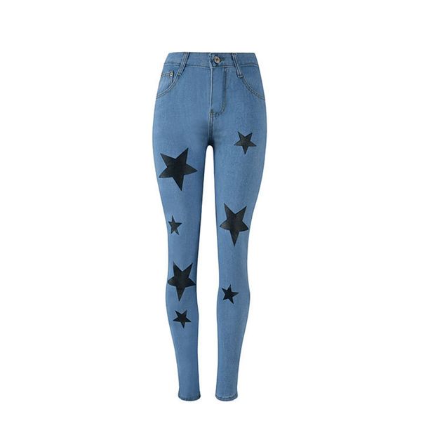 

women's jeans 2021 fashion high waist pencil boyfriend femme print woman denim pants plus size ripped for women, Blue