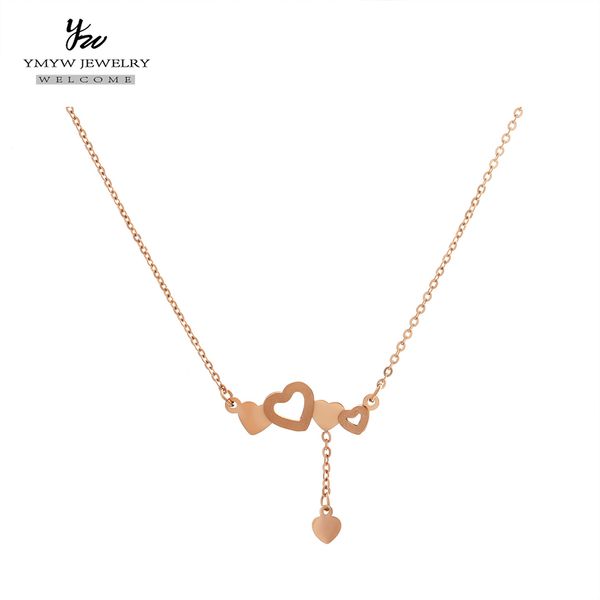 

ymyw trendy 316l stainless steel rose gold necklace elegant love heart pendant necklace for women party gift anniversary, Silver