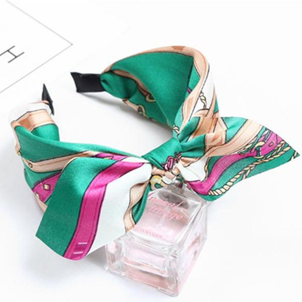 

green print headband bowknot for women hair accessories retro headpiece headband hairband girls silk knotted