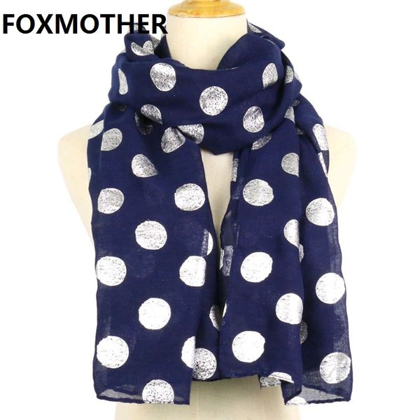 

shawls foxmother fashion navy pink dot print scarf for women foil glitter wrap shawl autumn winter female hijab, Blue;gray