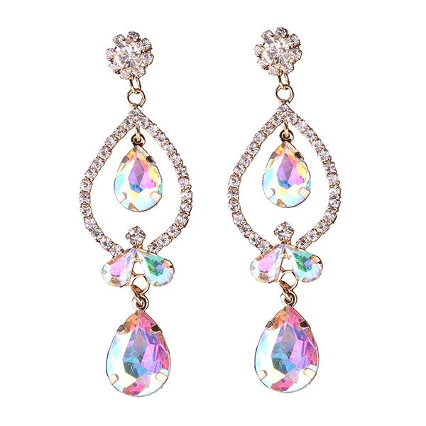 

crystal decor drop pendant women girls earrings fashion rhinestone alloy dangle earrings ear studs loop jewerly, Silver