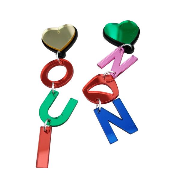 

trend color english letters let us dance gang girl earrings, Golden;silver
