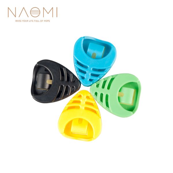 

naomi 4pcs guitar picks holder plectrum holder portable plastic heart shape guitar parts accessories new random color