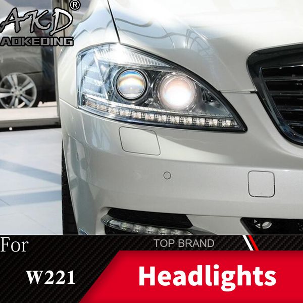 

car styling h7 head lamp case for w221 headlights 2006-2012 s300 s400 led headlight drl lens double beam bi-xenon