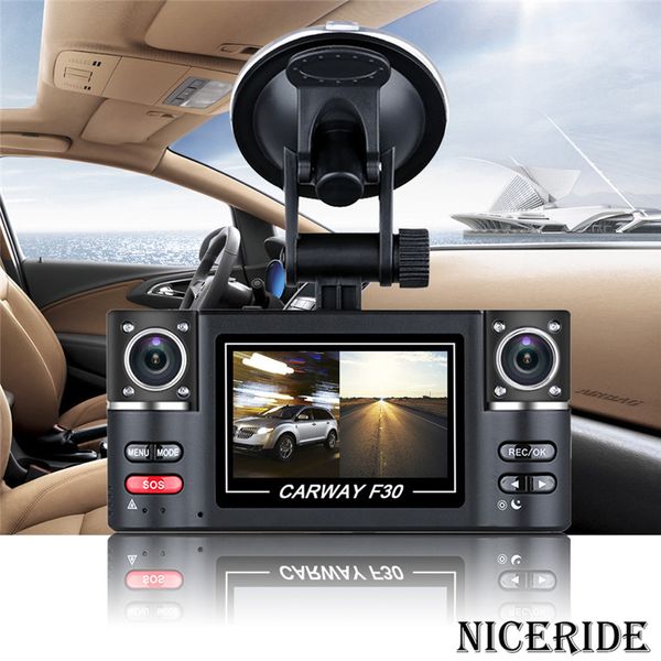 

dual lens car dvr 2.7" tft lcd hd 1080p rotated f30 dash camera vehicle digital video recorder camcorder night vision