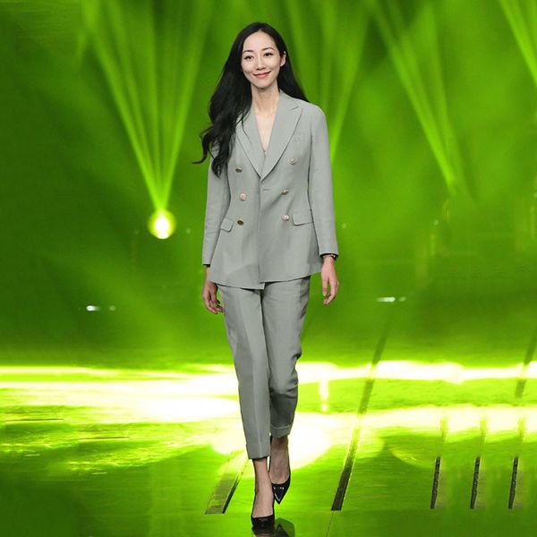 

same autumn suit set women's small fragrance commuter professional decoration body nine point pants two piece set, White;black