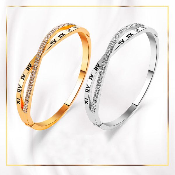 

модный новый кристалл браслет мужчины женщины мода из нержавеющей стали римские цифры пара 2019 jewelry anniversary gift, Black