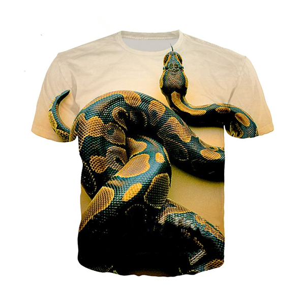 

cool snake funny animal fashion t-shirt women men summer 3d print short sleeve crewneck casual harajuku hip hop q534, White;black