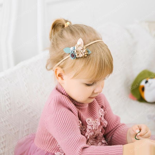 

2019 new ins baby hair accessories princess flower headband for birthday party nylon wholesale boutique quality, Slivery;white