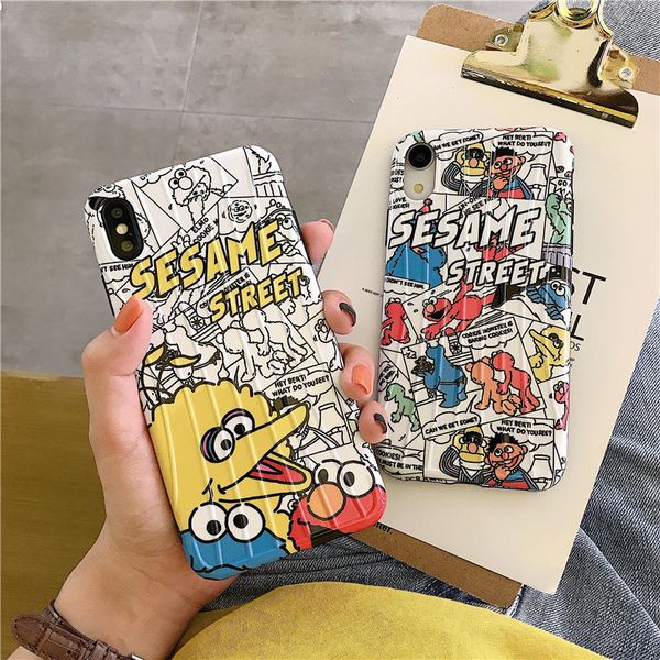 

good suitcase trunk cartoon sesame street cookie elmo case for iphone x xr xs xs max 8 7 6 6s plus comic graffiti soft silicone cover