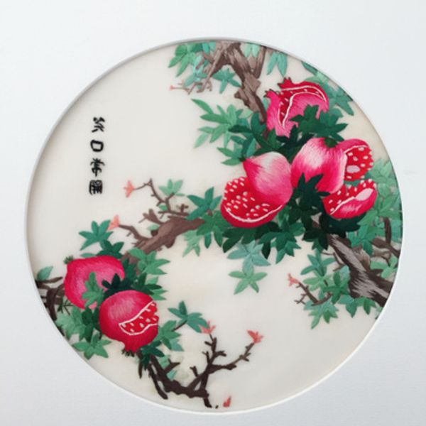 

handwork ethnic chinese silk embroidery double-side pattern finished round 20cm for bag clothing hand fan paintings decoration ornaments etc