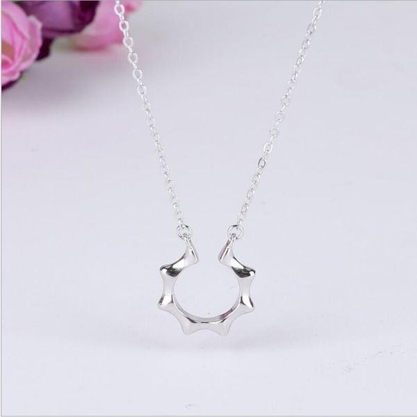 

горячая мода женщины симпатичные серебряный sun bib заявление цепи из нержавеющей стали ожерелье ювелирных изделий девушки подарок, Silver