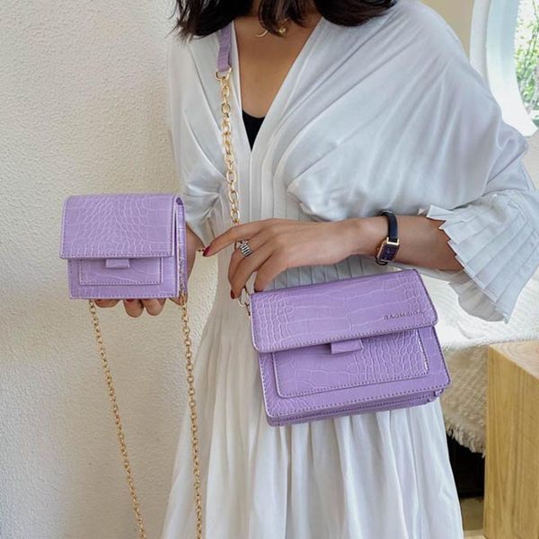 

fashion mini crossbody bags for women chain shoulder bag pu leather female tote bag alligator pattern small messenger handbas