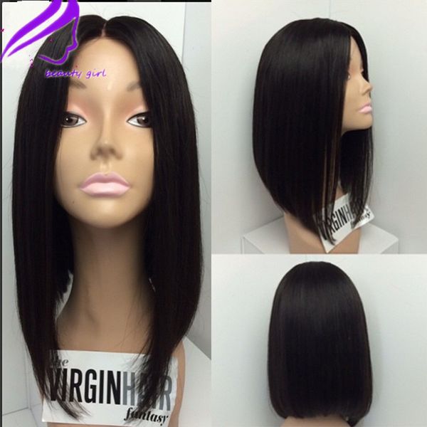 

middle part short bob lace front wigs synthetic hair with baby hair natural straight simulation human hair wigs for black women