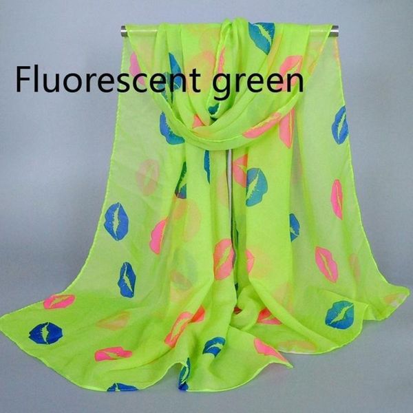 

1pc long chiffon scarf spring summer autumn women lips print scarves beach wrap shawl fashion girls elegant casual soft, Blue;gray