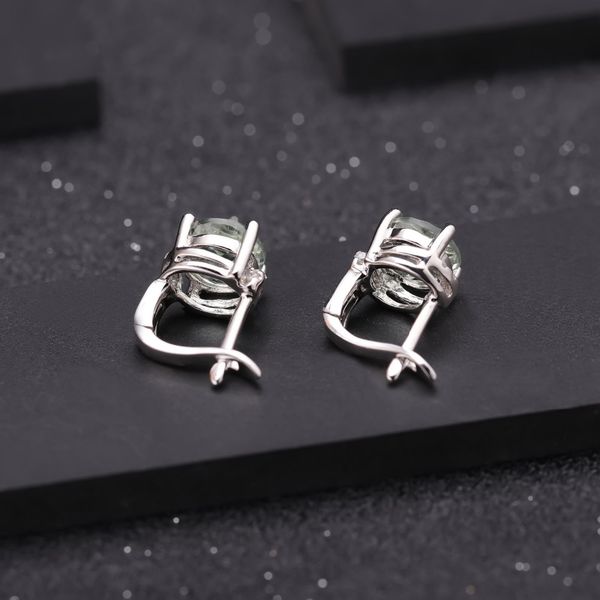 

gem's ballet natural green amethyst earrings ring set 925 sterling silver gemstone jewelry set for women wedding fine jewelry
