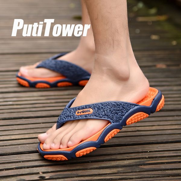 

plus size men flip flops anti-slip beach shoes man garden leisure sandals male zapatos hombre sapatos homens, Black