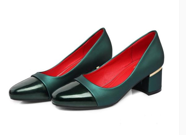 

2020 spring and autumn with new style fashion middle heel coarse heel round head women's shoes @mqwbh374, Black