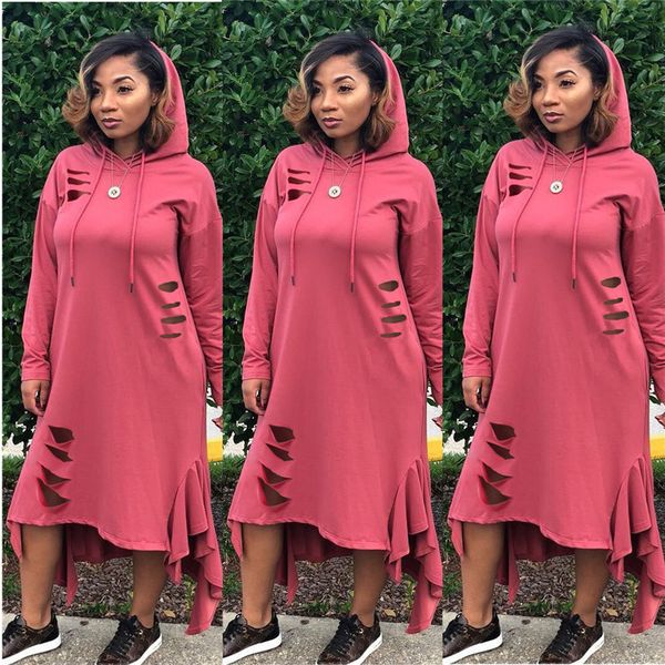 

spring women pure color dresses fashion designer hooded female dresses casual hollow out panelled sport apparel, Black;gray