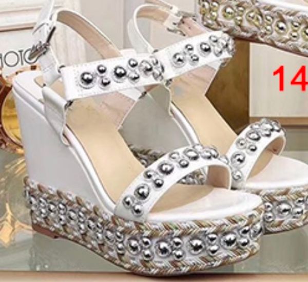 

summer super gladiator sandals women's red bottom cataclou wedges glitter leather studs ankle strap lady wedge ladies wedding, Black