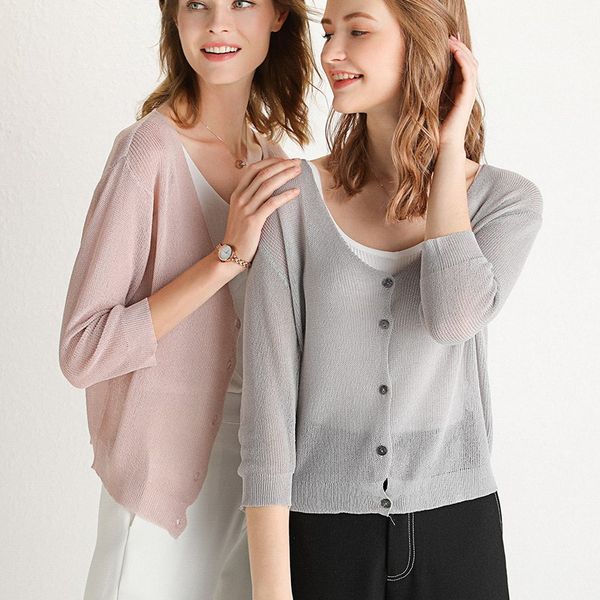 

bareskiy cashmere sweater women's new knit cardigan fashion v-neck shirt solid color casual coat clothing brand women's clothing, White