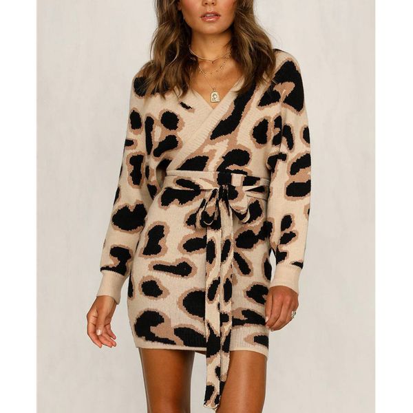 

осень зима sexy leopard v-образным вырезом laced backless женщины женщины backless мини leopard платье, Black;gray