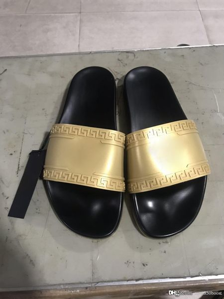 

2019 palazzo medusa pool slides with embossed medusa head rubberised slip-on rubber pvc sandals slippers fashion slippers, Black