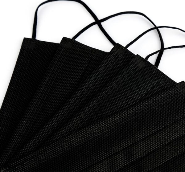

black mask 5 days arrive 1 pcs non woven famask 3 layers earloop anti dust famasks for gift