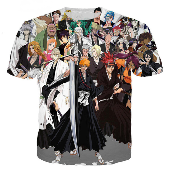 

2019 harajuku style anime bleach t shirt men/women 3d printed t-shirts short sleeve hip hop tshirt streetwear summer q869, White;black